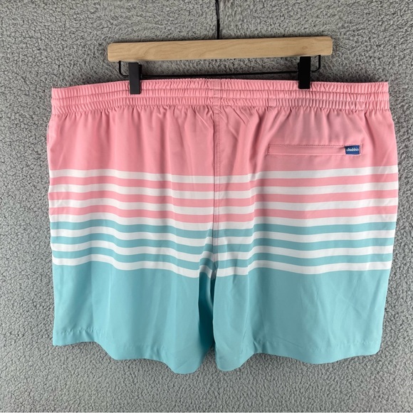 Men's Chubbies Mens 3XL Pink & Blue Classic Lined Striped 5.5 in. Swim Trunk - Picture 10 of 14
